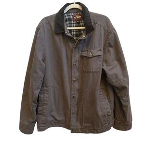 ALESBURY Cotton Canvas Utility Work Jacket Asphalt Gray Sz XL Plaid Lined Chore
